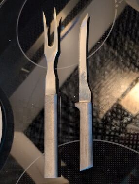 Vintage Chuppa Stainless Steel Two-Prong Serving Fork And Servated Knife